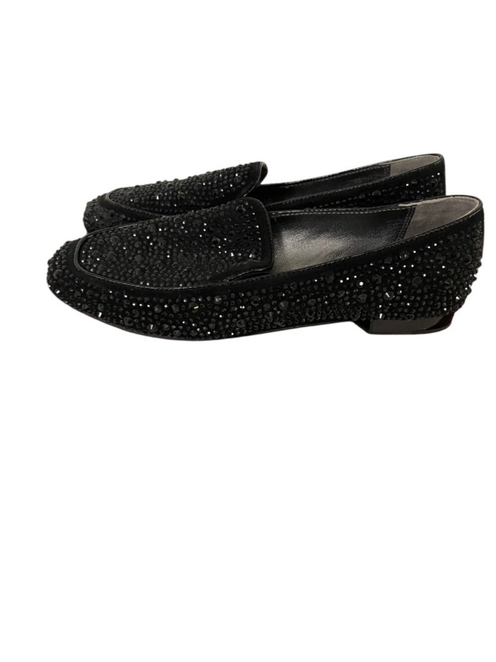 Donald Pliner Helene 2SKS Womens Suede Loafers Sz 8.5 Black Rhinestone NWB
